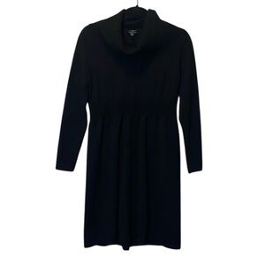 Talbots Merino Wool Long Sleeve Sweater Dress Women's MP Medium Black Turtleneck